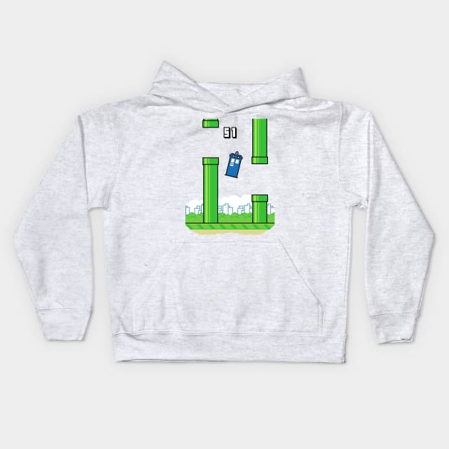 Flappy Tardis Kids Hoodie by BrayInk